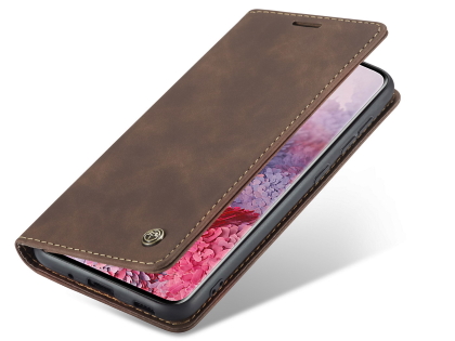 CaseMe Slim Synthetic Leather Wallet Case with Stand for Samsung Galaxy S20+ - Chocolate