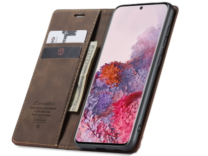 CaseMe Slim Synthetic Leather Wallet Case with Stand for Samsung Galaxy S20+ - Chocolate
