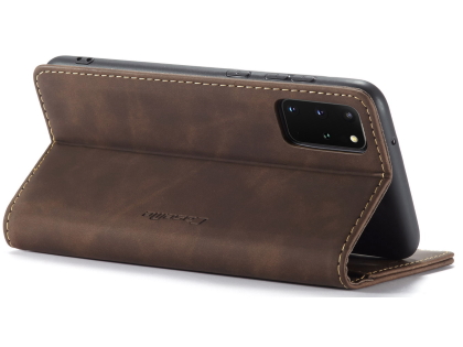 CaseMe Slim Synthetic Leather Wallet Case with Stand for Samsung Galaxy S20+ - Chocolate