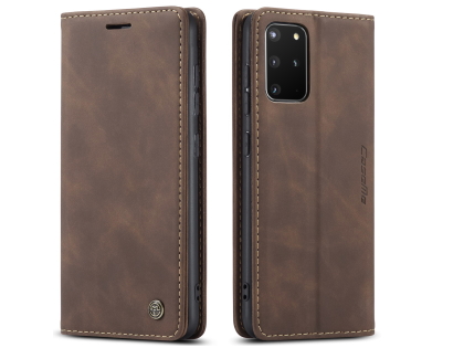 CaseMe Slim Synthetic Leather Wallet Case with Stand for Samsung Galaxy S20+ - Chocolate