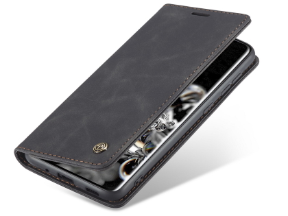 CaseMe Slim Synthetic Leather Wallet Case with Stand for Samsung Galaxy S20+ - Charcoal