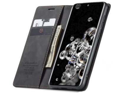 CaseMe Slim Synthetic Leather Wallet Case with Stand for Samsung Galaxy S20+ - Charcoal