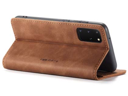 CaseMe Slim Synthetic Leather Wallet Case with Stand for Samsung Galaxy S20+ - Tan
