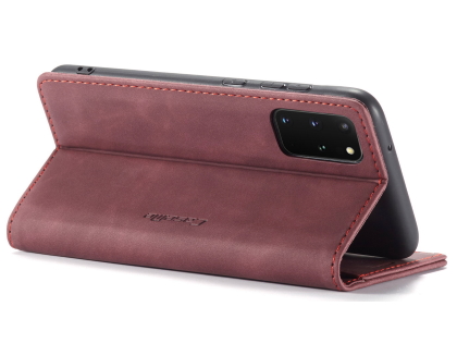 CaseMe Slim Synthetic Leather Wallet Case with Stand for Samsung Galaxy S20+ - Burgundy