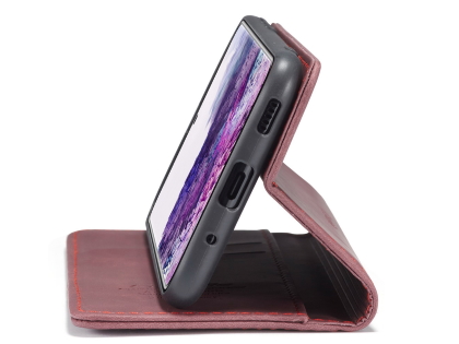 CaseMe Slim Synthetic Leather Wallet Case with Stand for Samsung Galaxy S20+ - Burgundy