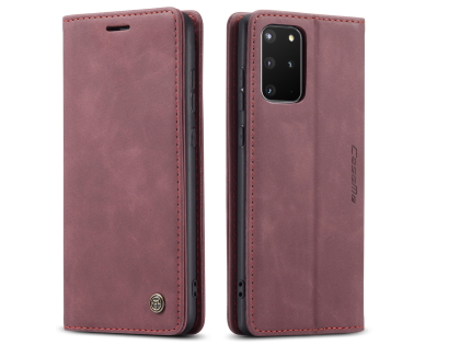 CaseMe Slim Synthetic Leather Wallet Case with Stand for Samsung Galaxy S20+ - Burgundy