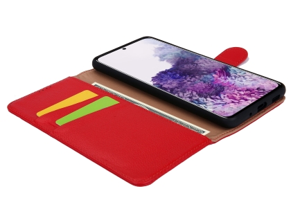 Premium Leather Wallet Case for Samsung Galaxy S20 - Red