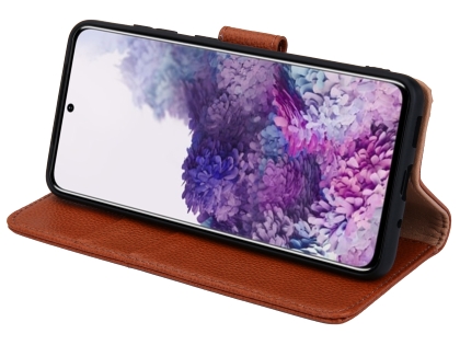 Premium Leather Wallet Case for Samsung Galaxy S20 - Caramel