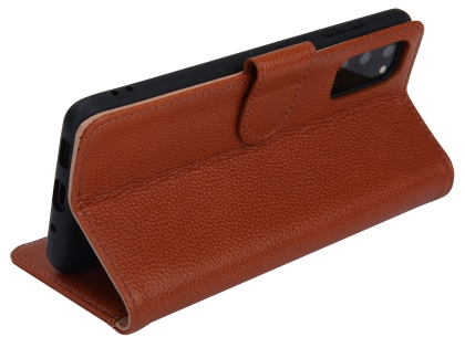 Premium Leather Wallet Case for Samsung Galaxy S20 - Caramel