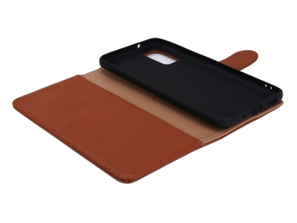 Premium Leather Wallet Case for Samsung Galaxy S20 - Caramel