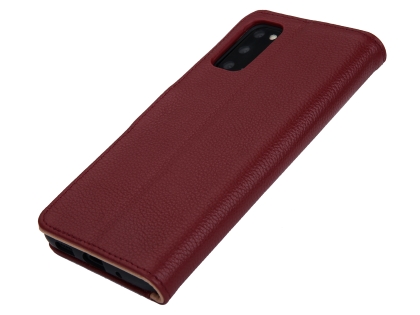 Premium Leather Wallet Case for Samsung Galaxy S20 - Rosewood Leather Wallet Case