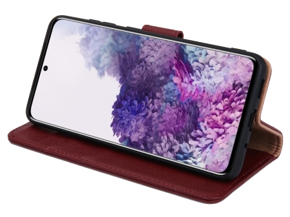 Premium Leather Wallet Case for Samsung Galaxy S20 - Rosewood