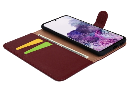 Premium Leather Wallet Case for Samsung Galaxy S20 - Rosewood