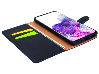 Premium Leather Wallet Case for Samsung Galaxy S20 Ultra - Midnight Blue