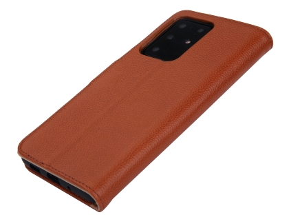 Premium Leather Wallet Case for Samsung Galaxy S20 Ultra - Caramel Leather Wallet Case