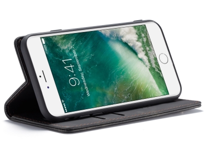 CaseMe Slim Synthetic Leather Wallet Case with Stand for iPhone 8/7 - Charcoal