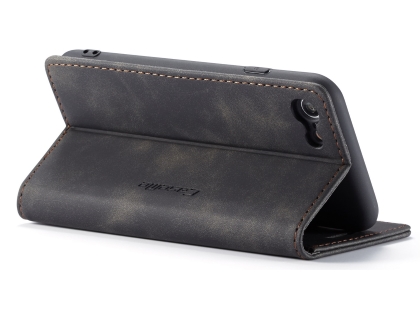 CaseMe Slim Synthetic Leather Wallet Case with Stand for iPhone 8/7 - Charcoal