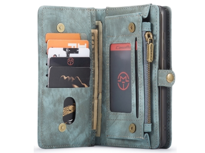 CaseMe 2-in-1 Synthetic Leather Wallet Case for Samsung Galaxy S20 - Teal/Ash