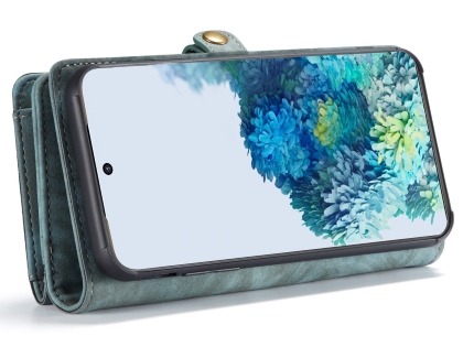 CaseMe 2-in-1 Synthetic Leather Wallet Case for Samsung Galaxy S20 - Teal/Ash