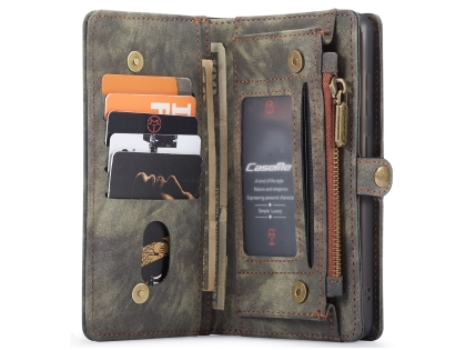 CaseMe 2-in-1 Synthetic Leather Wallet Case for Samsung Galaxy S20 - Khaki/Grey