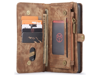 CaseMe 2-in-1 Synthetic Leather Wallet Case for Samsung Galaxy S20 - Beige/Tan