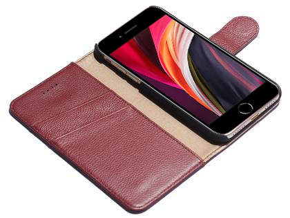 Premium Leather Wallet Case for iPhone SE 2 / SE 3 - Rosewood