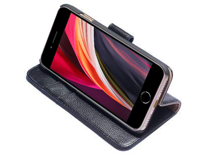 Premium Leather Wallet Case for iPhone SE 2 / SE 3 - Black