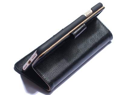 Premium Leather Wallet Case for iPhone SE 2 / SE 3 - Black