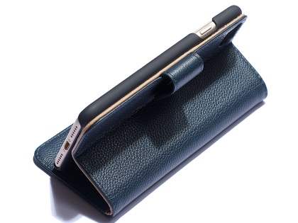 Premium Leather Wallet Case for iPhone SE 2 / SE 3 - Midnight Blue