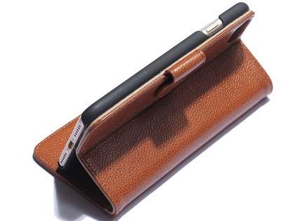 Premium Leather Wallet Case for iPhone SE 2 / SE 3 - Caramel