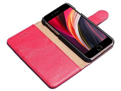 Premium Leather Wallet Case for iPhone SE 2 / SE 3 - Pink
