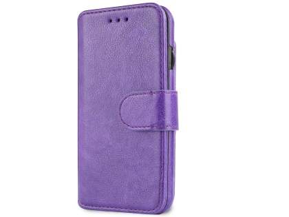 2-in-1 Synthetic Leather Wallet Case for iPhone SE 2 / SE 3 - Purple