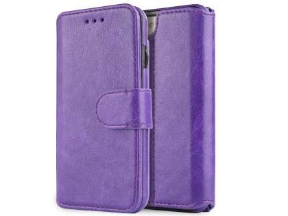 2-in-1 Synthetic Leather Wallet Case for iPhone SE 2 / SE 3 - Purple