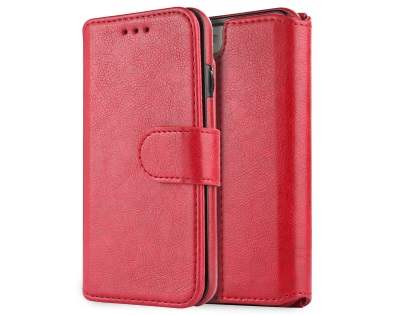 2-in-1 Synthetic Leather Wallet Case for iPhone SE 2 / SE 3 - Red