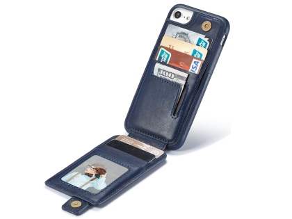 Synthetic Leather Case with Card Holder for iPhone SE 2 / SE 3 - Navy