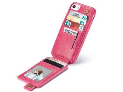 Synthetic Leather Case with Card Holder for iPhone SE 2 / SE 3 - Pink