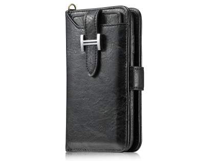2-in-1 Synthetic Leather Wallet Case for iPhone SE 2 / SE 3 - Black