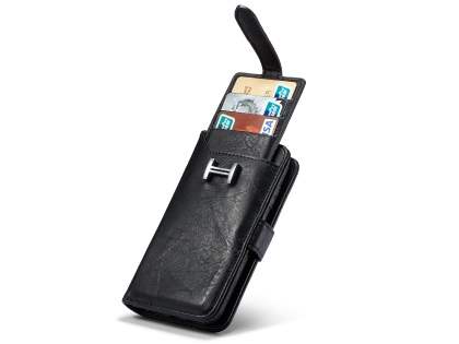 2-in-1 Synthetic Leather Wallet Case for iPhone SE 2 / SE 3 - Black
