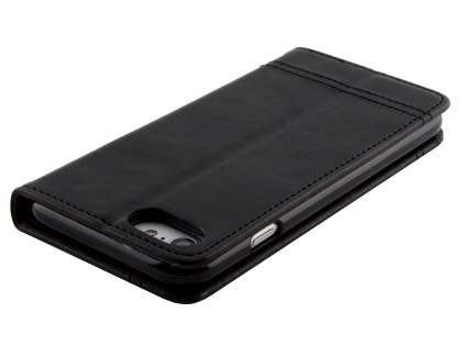 Slim Synthetic Leather Portfolio Case with Stand for iPhone SE 2 / SE 3 - Black