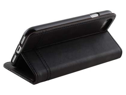 Slim Synthetic Leather Portfolio Case with Stand for iPhone SE 2 / SE 3 - Black