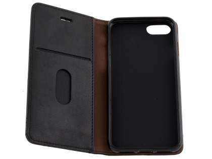 Slim Synthetic Leather Portfolio Case with Stand for iPhone SE 2 / SE 3 - Black