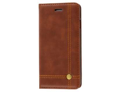 Slim Synthetic Leather Portfolio Case with Stand for iPhone SE 2 / SE 3 - Chestnut Slim Synthetic Leather Portfolio Case with Stand for iPhone SE 2 / SE 3 - Chestnut