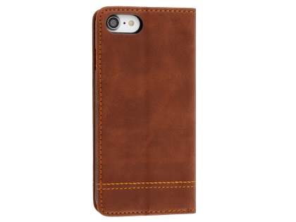 Slim Synthetic Leather Portfolio Case with Stand for iPhone SE 2 / SE 3 - Chestnut