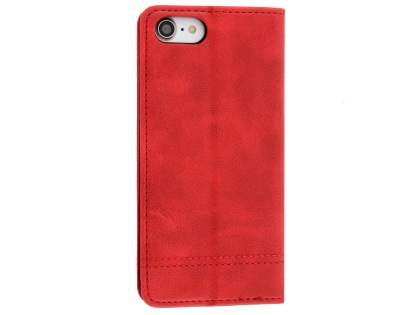 Slim Synthetic Leather Portfolio Case with Stand for iPhone SE 2 / SE 3 - Red