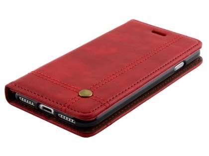 Slim Synthetic Leather Portfolio Case with Stand for iPhone SE 2 / SE 3 - Red