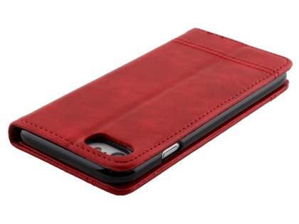 Slim Synthetic Leather Portfolio Case with Stand for iPhone SE 2 / SE 3 - Red
