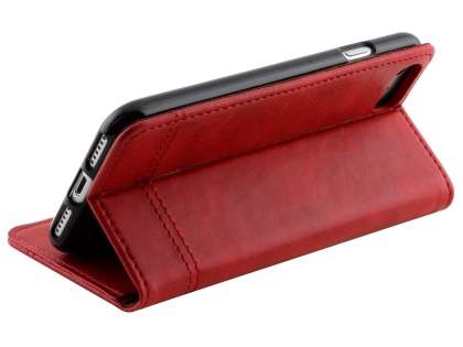Slim Synthetic Leather Portfolio Case with Stand for iPhone SE 2 / SE 3 - Red