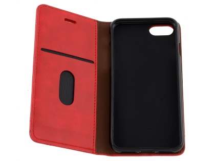 Slim Synthetic Leather Portfolio Case with Stand for iPhone SE 2 / SE 3 - Red