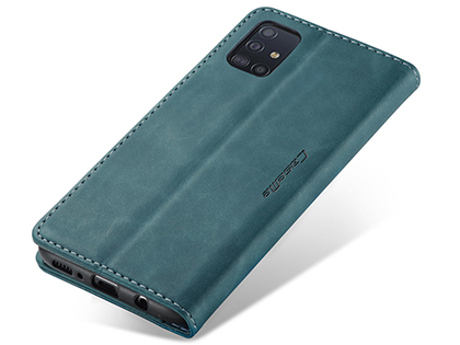 CaseMe Slim Synthetic Leather Wallet Case with Stand for Samsung Galaxy A51 - Teal