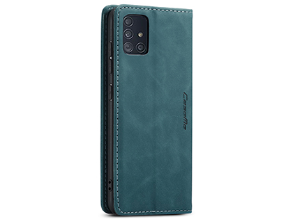 CaseMe Slim Synthetic Leather Wallet Case with Stand for Samsung Galaxy A51 - Teal